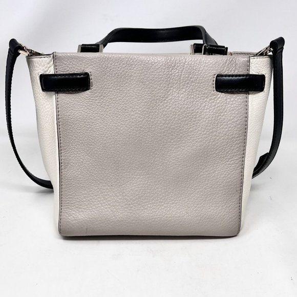 Kate Spade Houston Street  Taupe‎ Cream Two Tone Handbag Black / Silver Accent - Picture 2 of 14